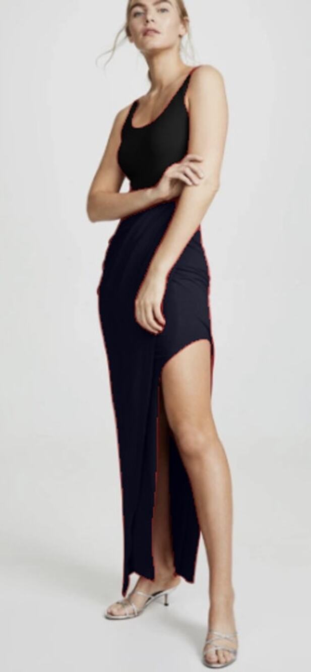 Amanda Uprichard Black Jersey Racer Back High Slit Tyra Maxi Dress, Size XS